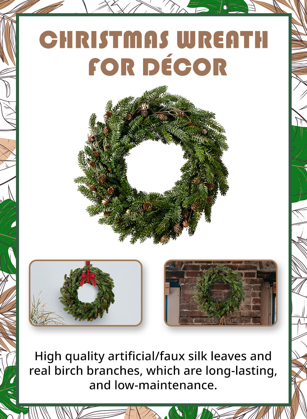 Christmas Wreath, In 2 Sizes & Colors