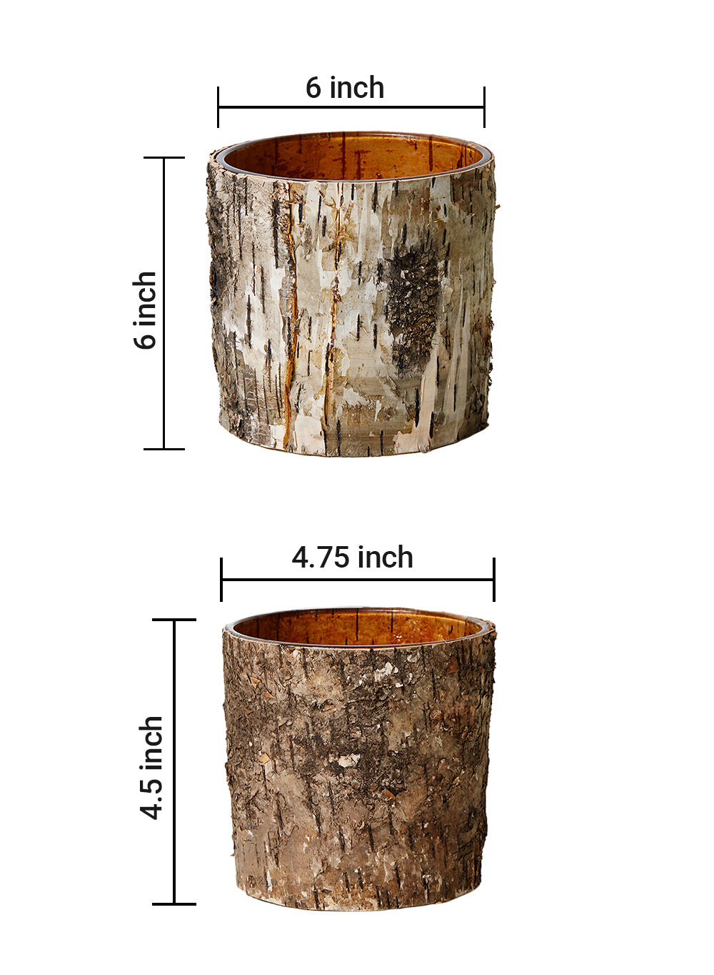 Birch Bark Glass Vase, in 5 Sizes