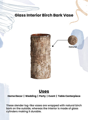 Birch Bark Glass Vase, in 5 Sizes
