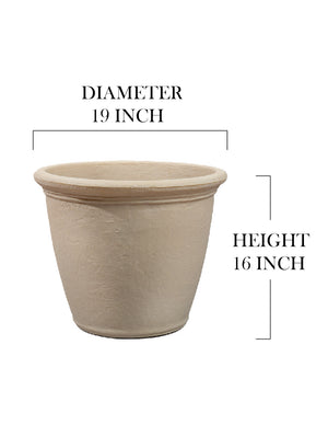 Vintage White Stone-Textured PE Planter Pot, in 2 Sizes