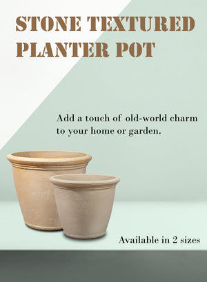 Vintage White Stone-Textured PE Planter Pot, in 2 Sizes