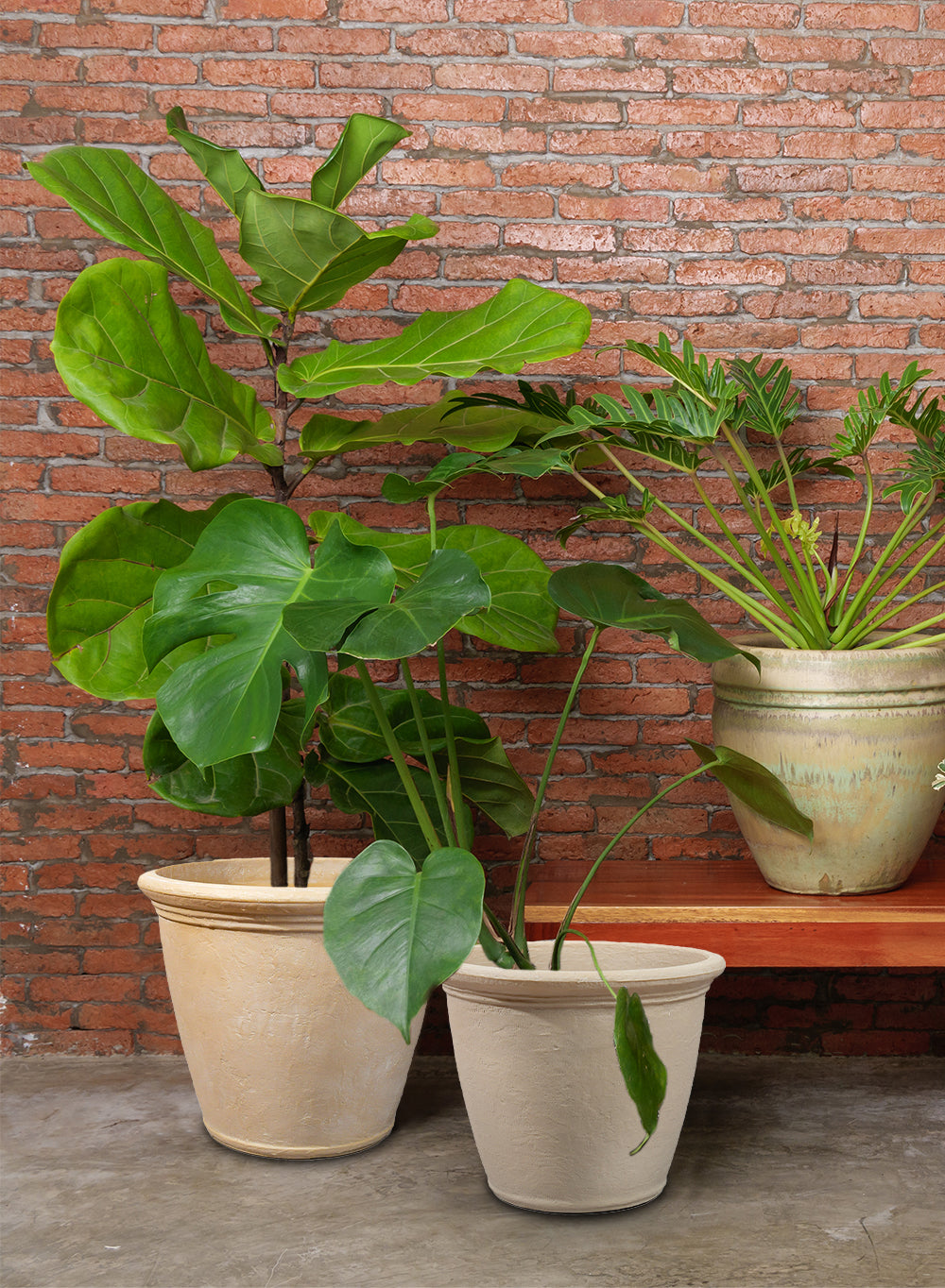 Vintage White Stone-Textured PE Planter Pot, in 2 Sizes