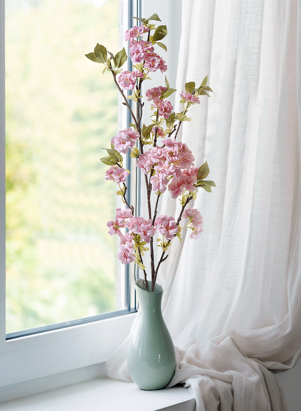 Faux Cherry Blossom Branches, Pink 50" Tall