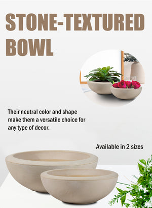 Vintage White Stone-Textured Bowl Vase, in 2 Sizes