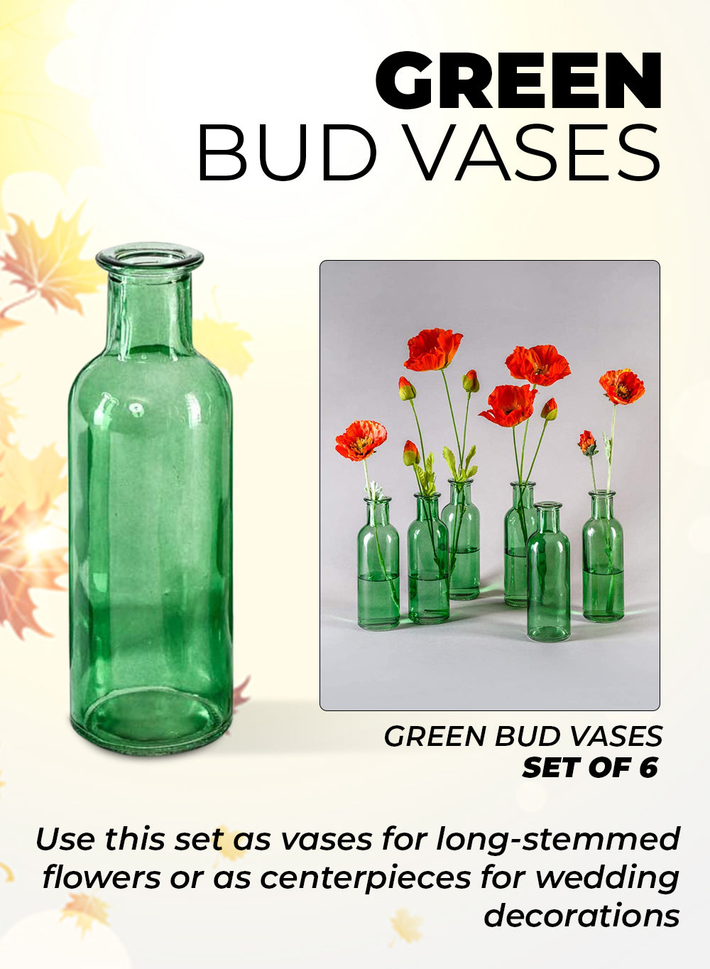 Antique Medicine Bottle Bud Vases, in 5 Colors