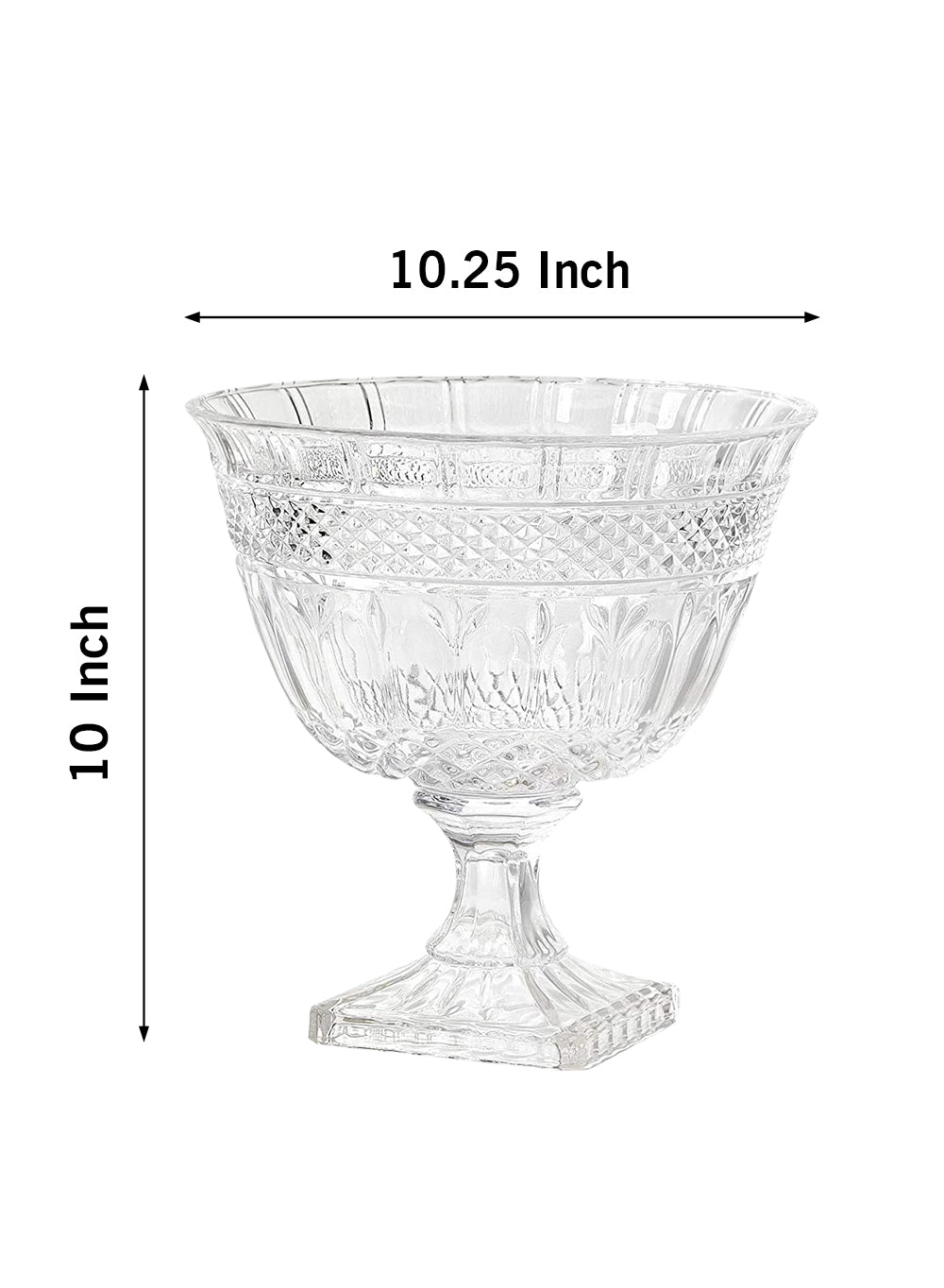 Serene Spaces Living Large Classic Glass Compote, 10" Tall & 10.25" Dia