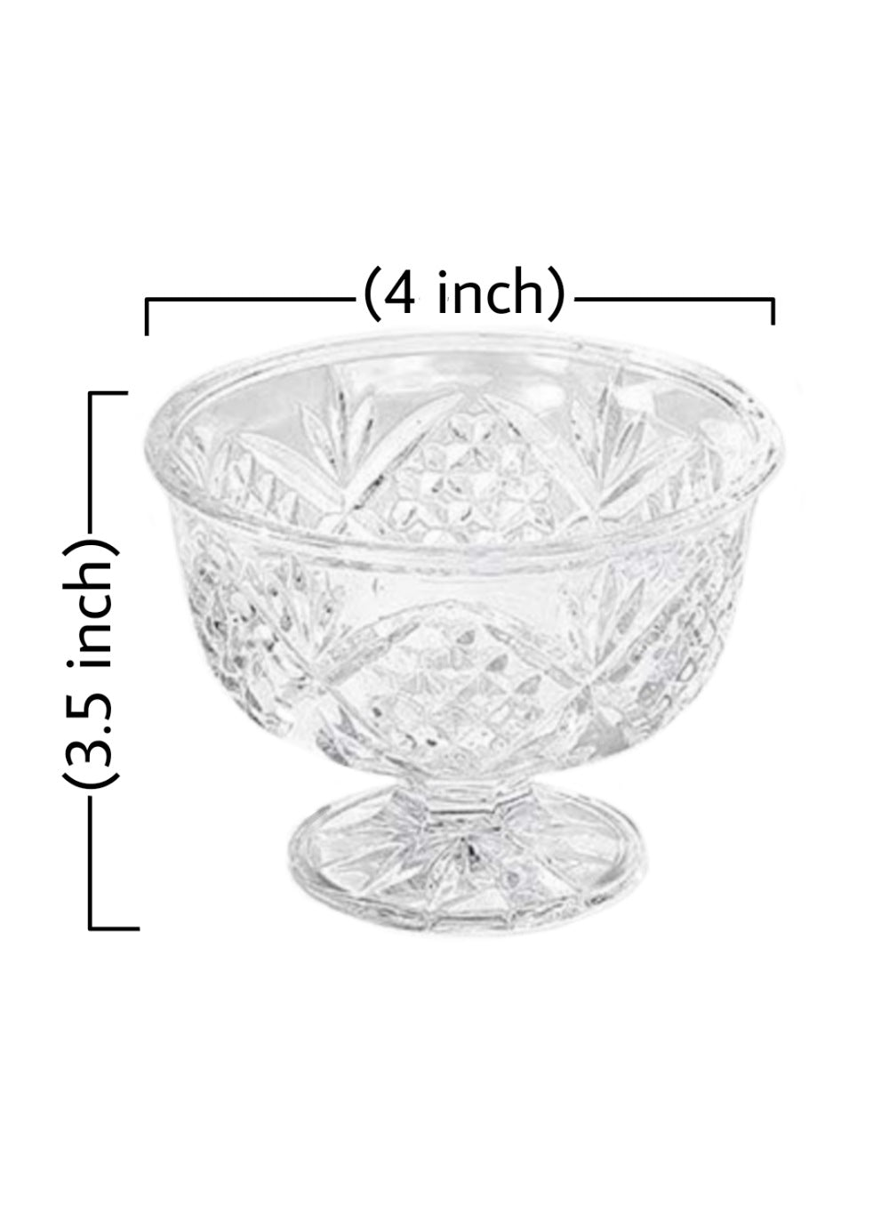 Serene Spaces Living Set of 6 Four Leaf Clover Glass Compote, 3.5" Tall & 4" Dia