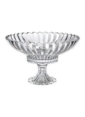 Ribbed Glass Pedestal Flower Compote-Fruit Bowl, In 2 Sizes