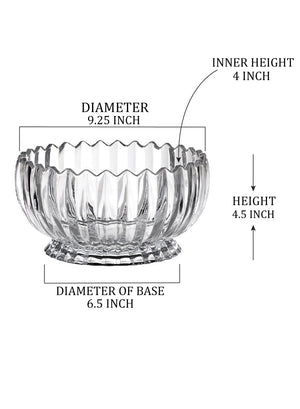 Arctic Ice Glass Bowl, Measures 9.25" Diameter & 4.5" Tall