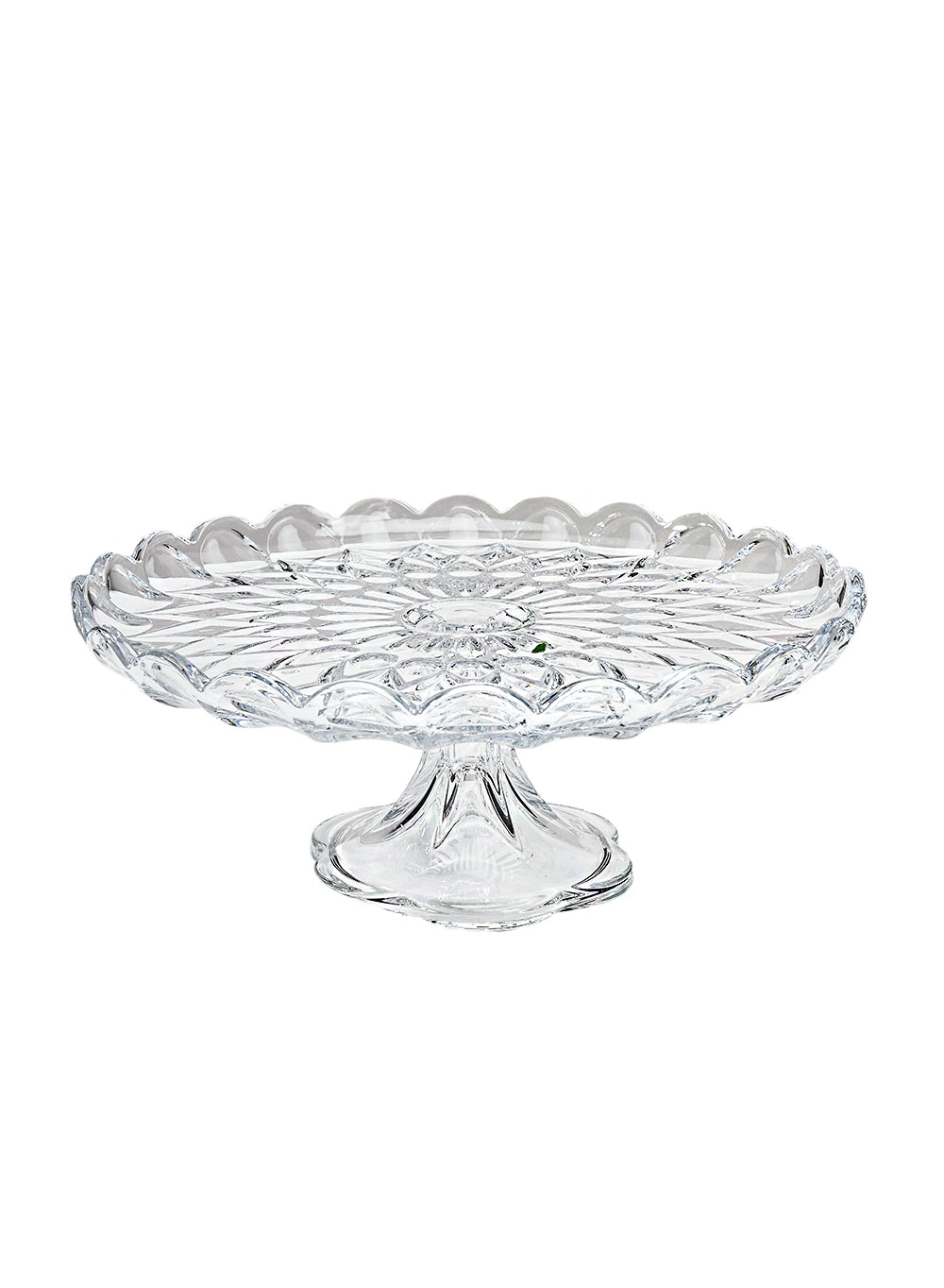 Scalloped Glass Cake Stand, 11.75" Diameter & 4.5" Tall