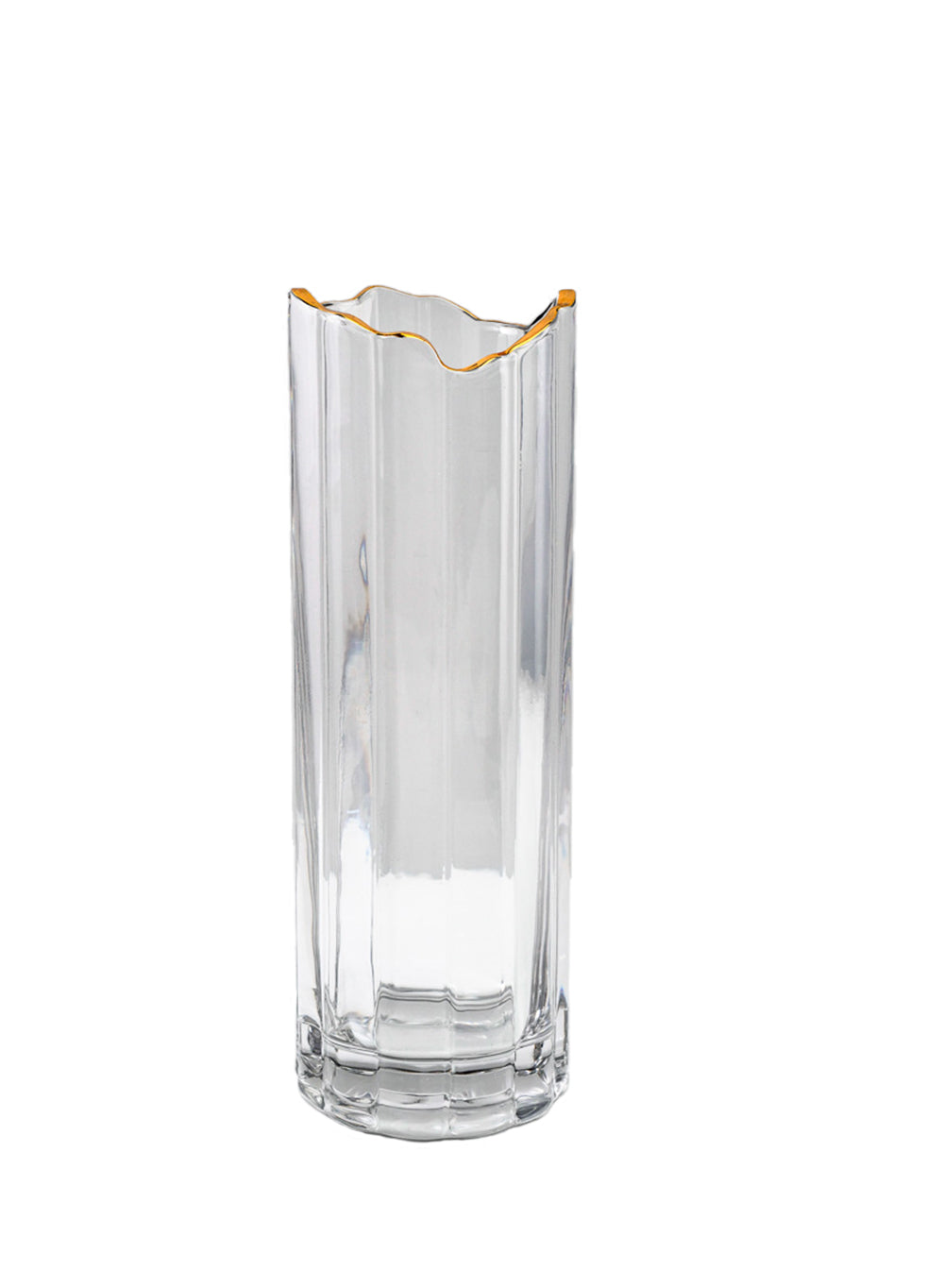 Serene Spaces Living Waves Gold Rim Faceted Glass Vase, Flower Vase, In 2 Sizes