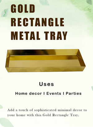 Gold Rectangle Tray, 12" L X 7" W X 1" H