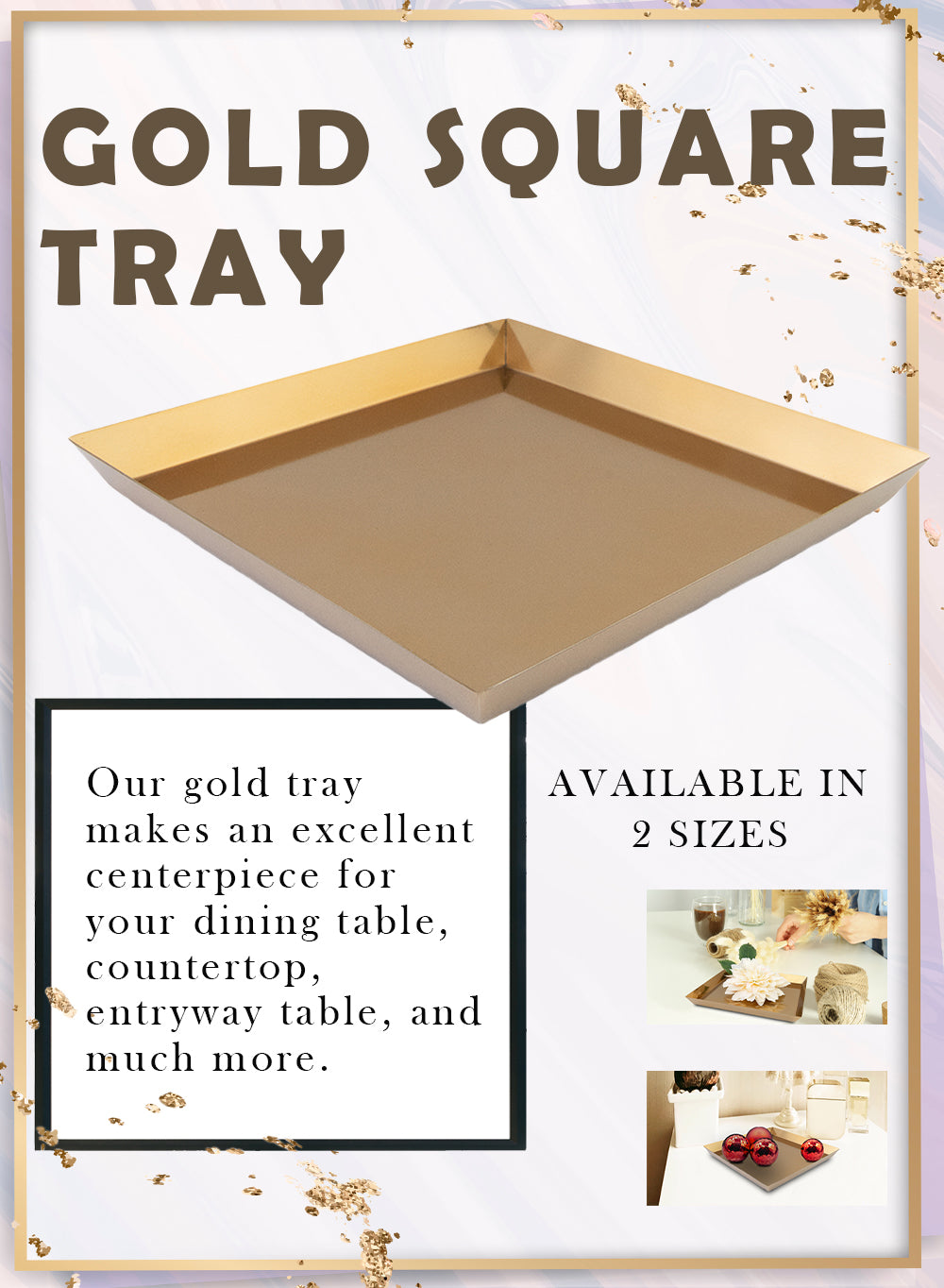 Gold Square Tray, in 2 Sizes