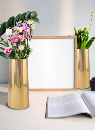 Modern Cylinder Metal Vase, in 2 Colors & Sizes