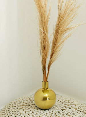 Shiny Gold Ball Bud Vase, 3.5" Diameter & 4.5" Tall