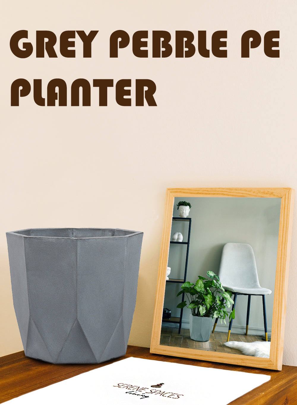 Gray Pebble Poly Resin Planter Pot, in 3 Sizes