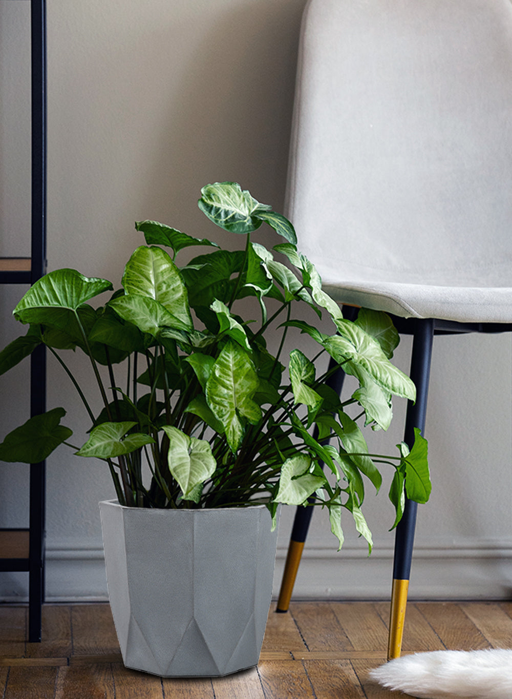 Gray Pebble Poly Resin Planter Pot, in 3 Sizes