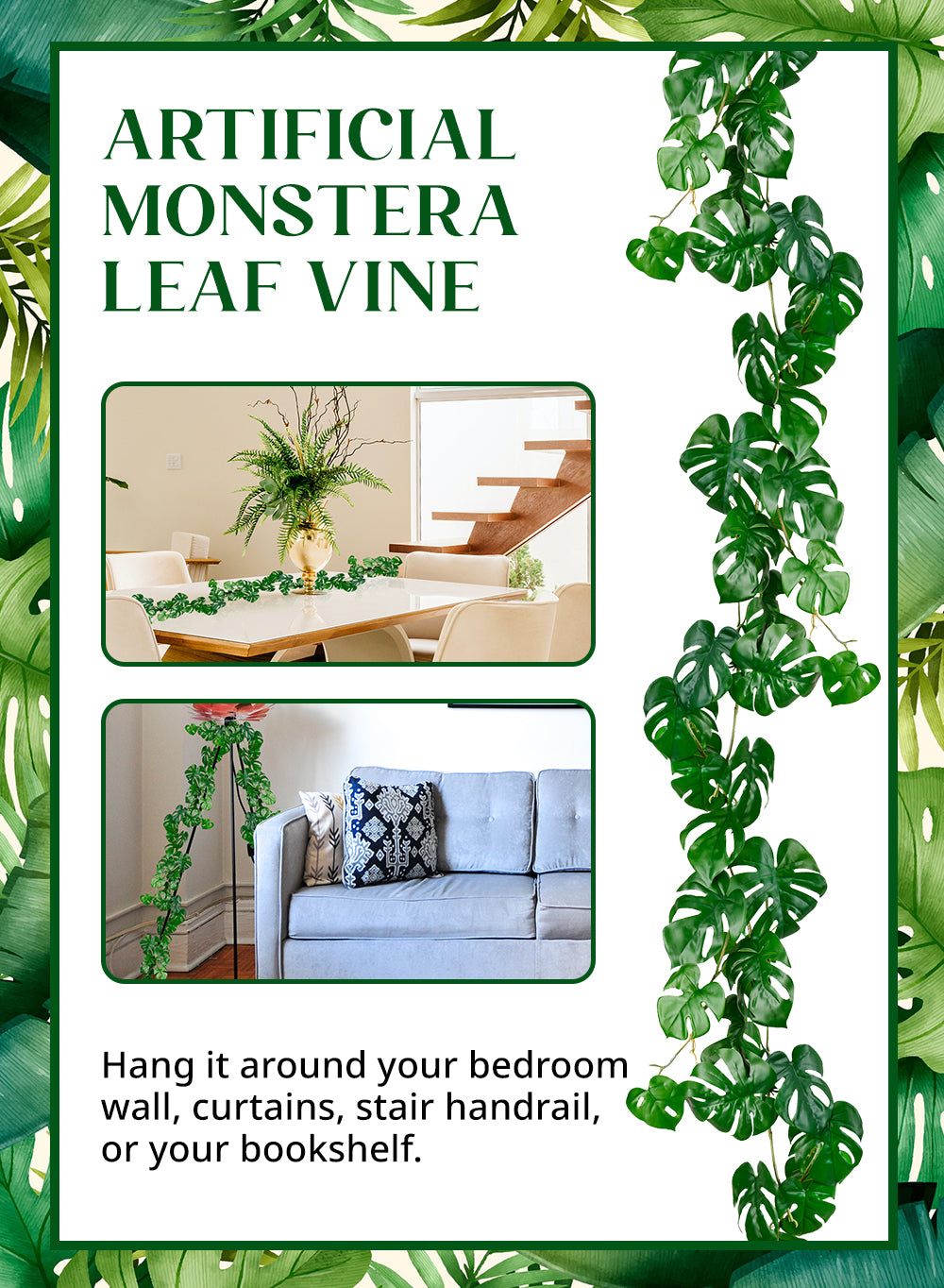 Artificial Hanging Vine, in 4 Designs