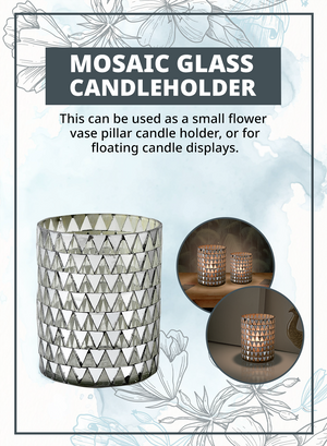 Mosaic Glass Candleholder, in 2 Sizes