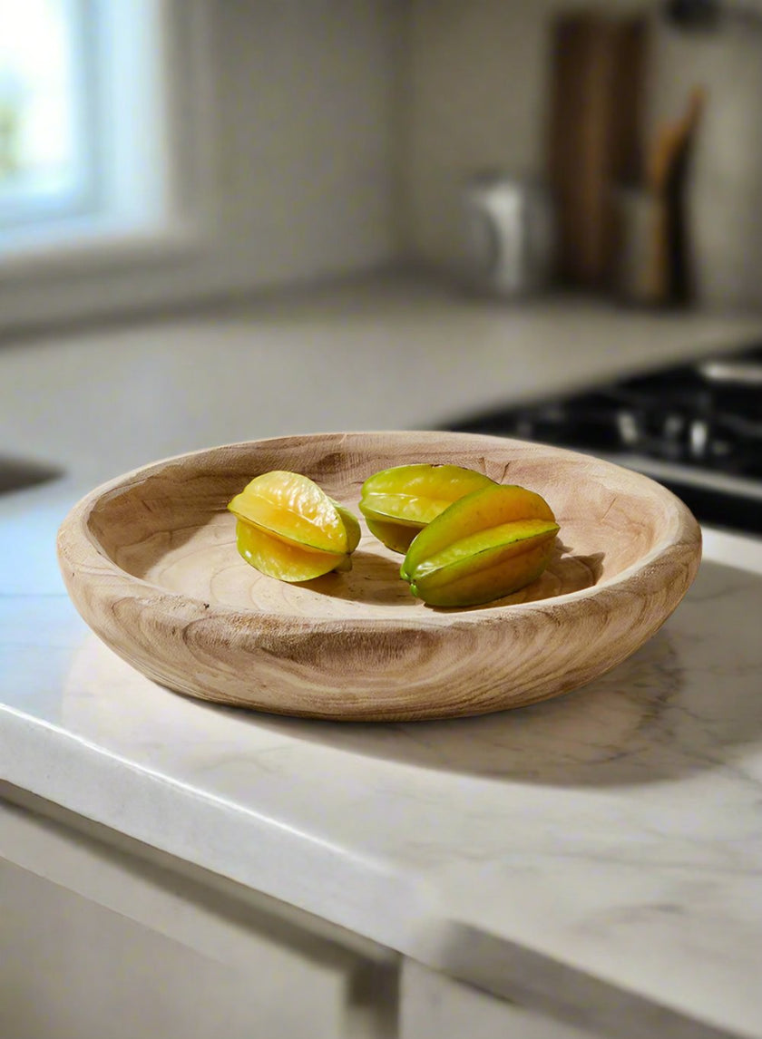 Round Decorative Paulownia Wood Tray, in 2 Sizes