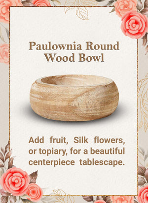 Paulownia Round Wood Bowl, 9.5" Diameter & 4" Tall