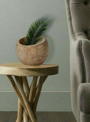 Serene Spaces Living 10" Paulownia Wood Fishbowl Vase, Measures 9" H & 10" Dia
