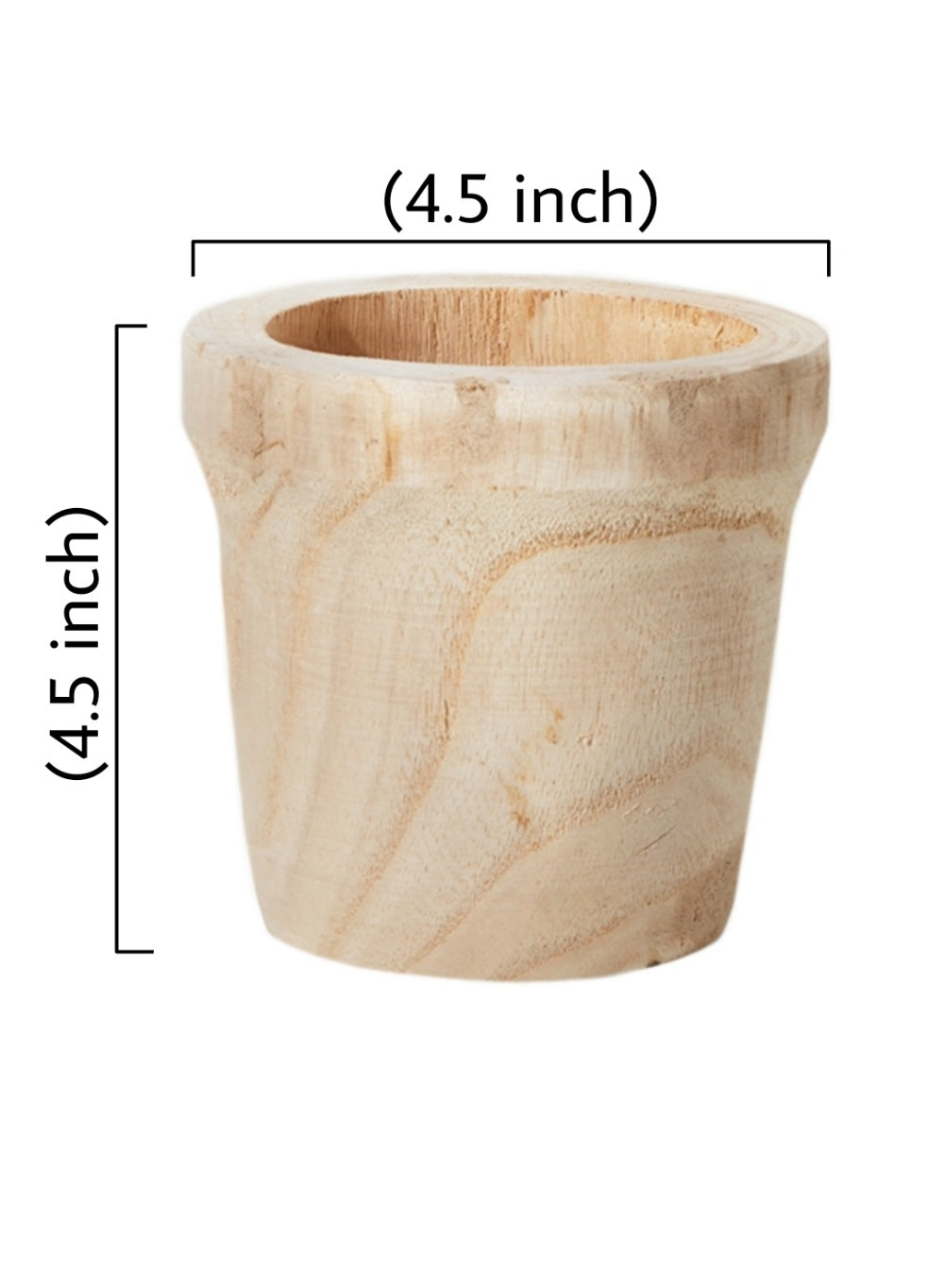 Paulownia Wood Pot, 4.5" Dia & 4.5" Tall - Set of 2