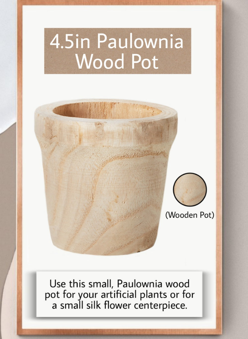 Paulownia Wood Pot, 4.5" Dia & 4.5" Tall - Set of 2