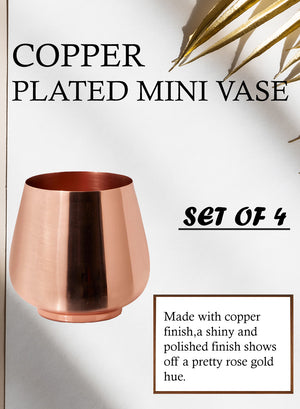Copper-Plated Mini Egg Vase, 3" Tall & 3" Diameter, Set of 4