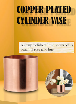 Shiny Copper Cylinder Vase, Available in 2 Sizes