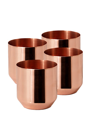 Copper Plated Mini Round Pot, 2.75" Tall & 2.75" Diameter, Set of 4