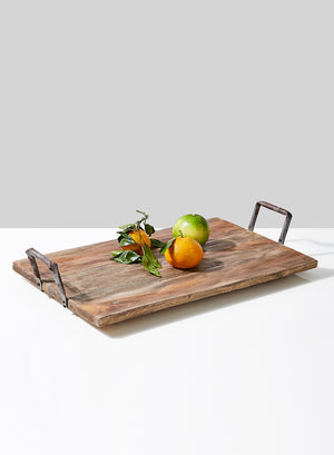 Serene Spaces Living Teak Wood Serving Tray, 21" Long, 13.5" Wide, 4" Tall