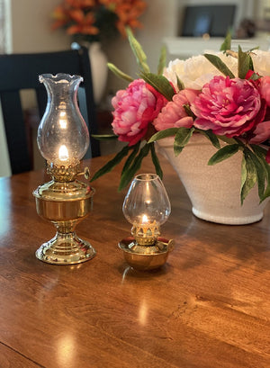 Vintage Oil Lamp, Brass, in 2 Sizes