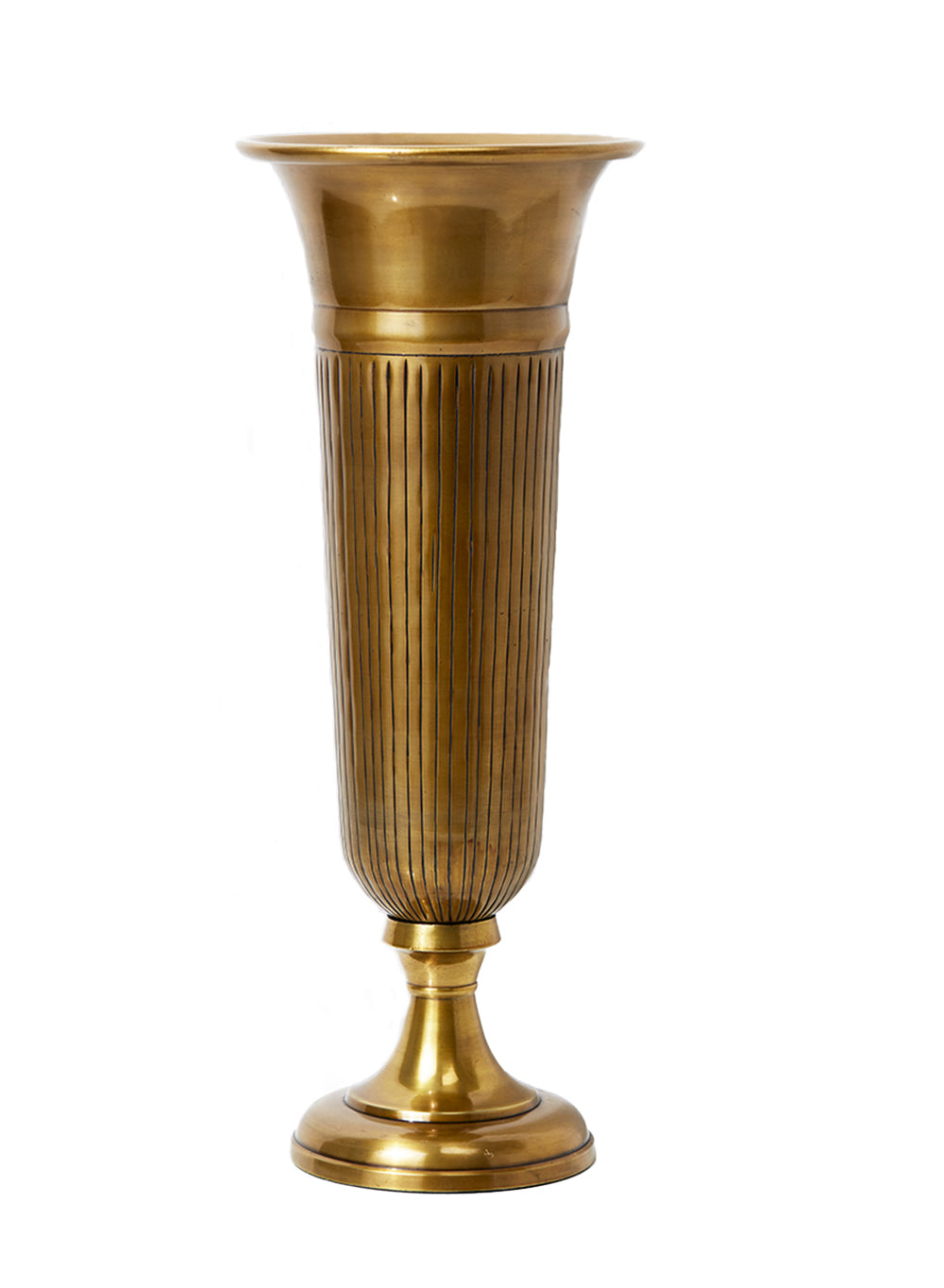 Serene Spaces Living Vintage Brass Trumpet Vase, Measures 8" Diameter & 20" Tall