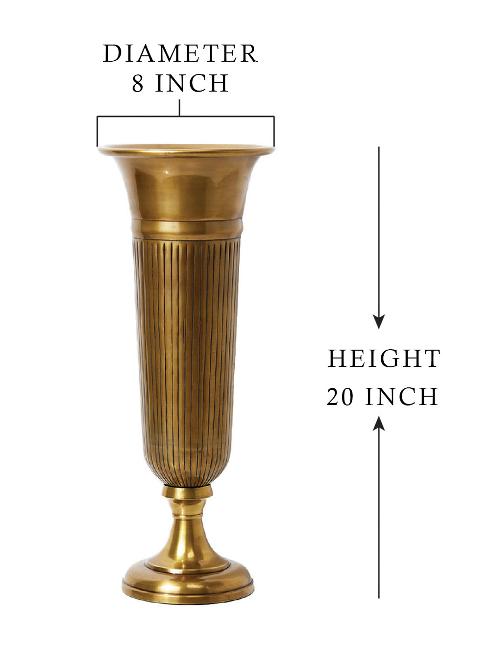 Serene Spaces Living Vintage Brass Trumpet Vase, Measures 8" Diameter & 20" Tall