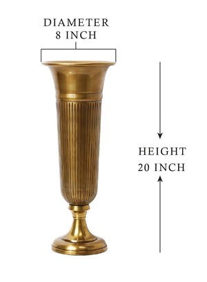 Serene Spaces Living Vintage Brass Trumpet Vase, Measures 8" Diameter & 20" Tall