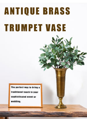 Serene Spaces Living Vintage Brass Trumpet Vase, Measures 8" Diameter & 20" Tall