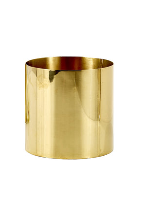 Gold Brass Cylinder Vase, 4" Tall & 4" Diameter