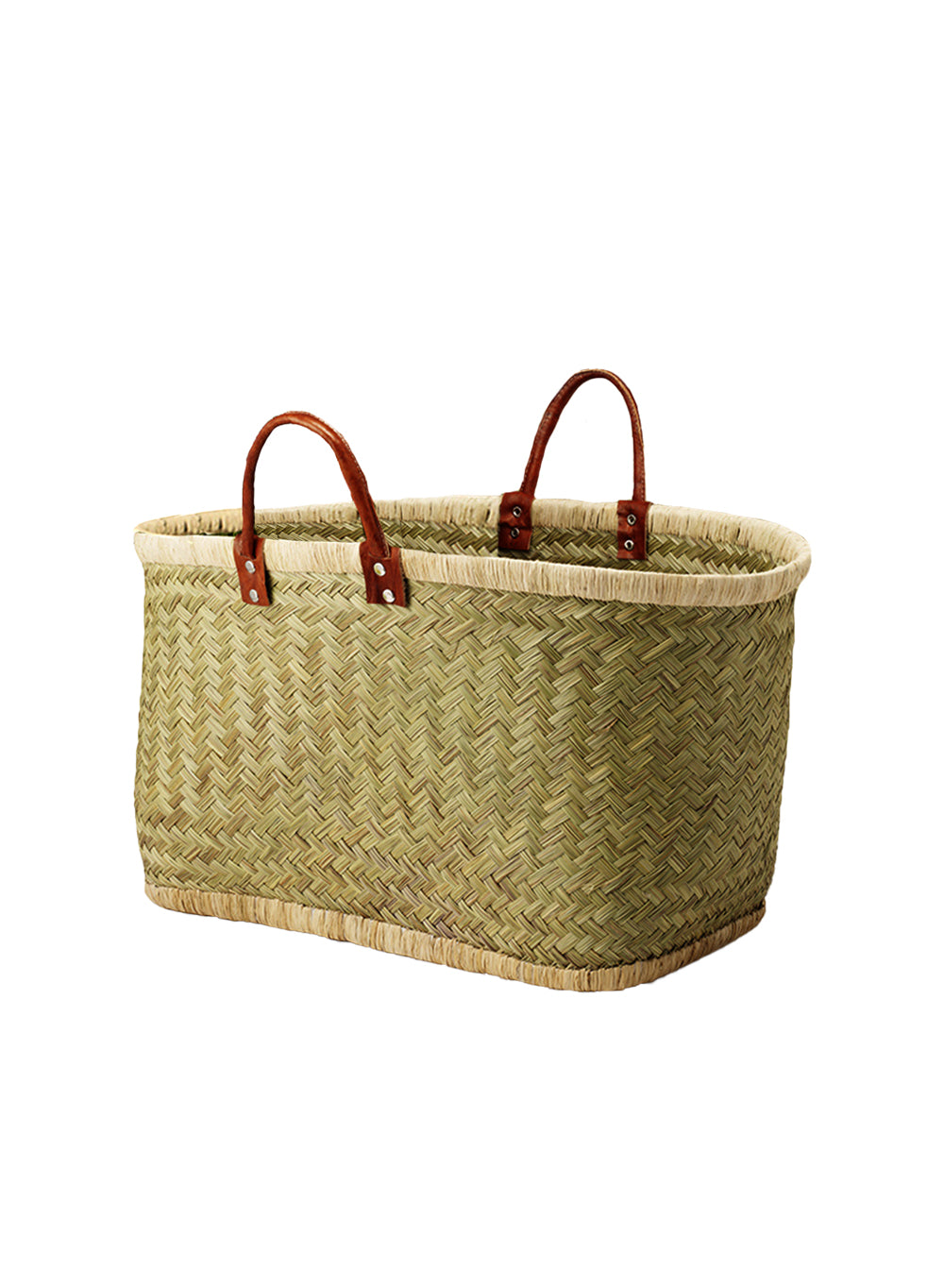 Handmade Straw Tote Bag with Leather Handles, in 2 Sizes