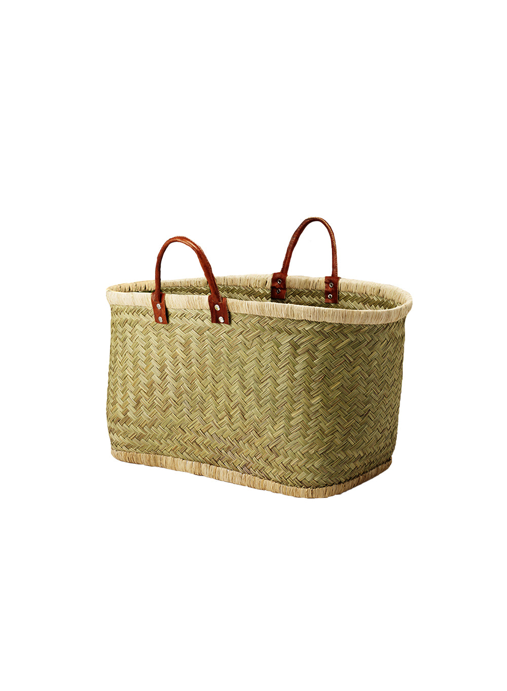 Handmade Straw Tote Bag with Leather Handles, in 2 Sizes