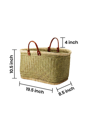 Handmade Straw Tote Bag with Leather Handles, in 2 Sizes