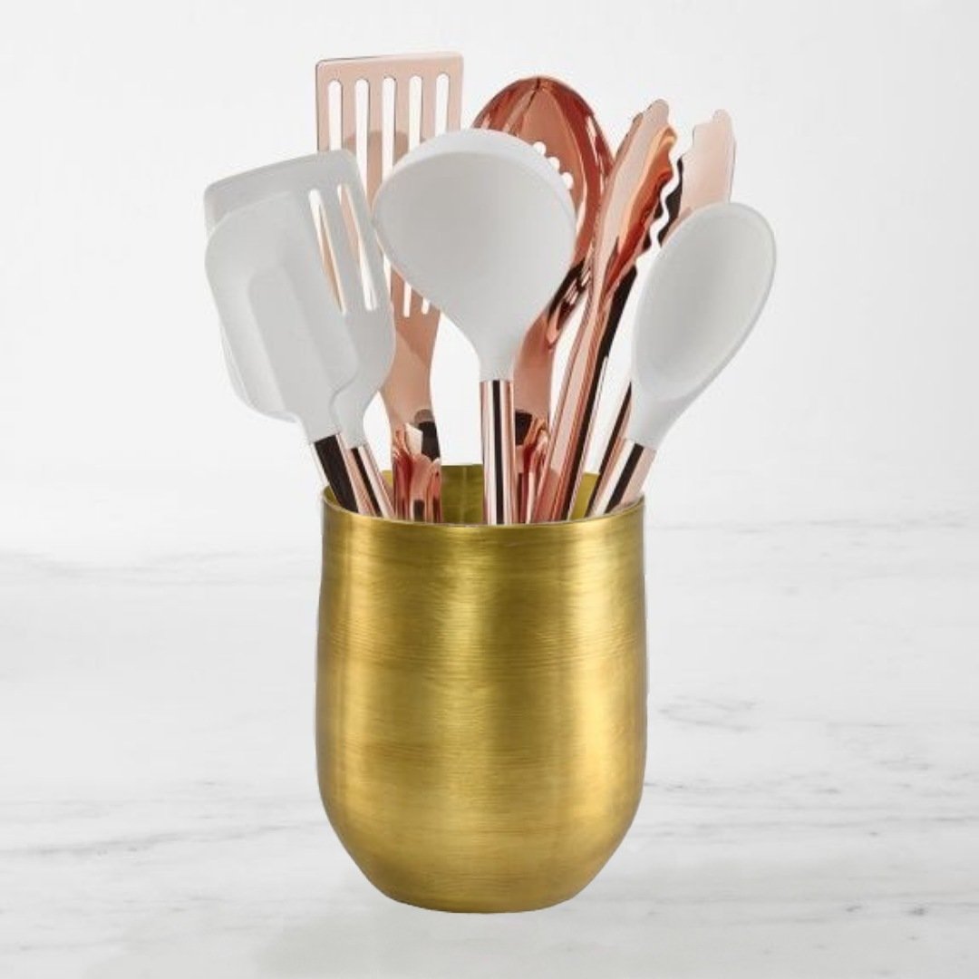 Styled Settings Gold/Brass Cooking Utensils for Modern Cooking and Serving, Kitchen Utensils -Stainless Steel Cooking