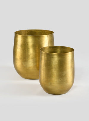 Serene Spaces Living Raw Round Brass Vase, Use for Flowers or Plant, In 2 Sizes