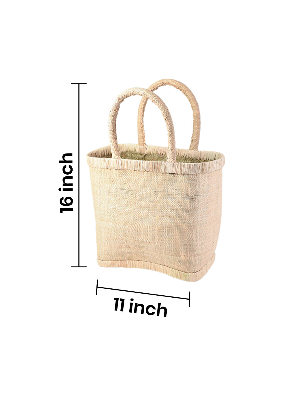 Light Raffia Tote Bag, 11" Long, 5" Wide & 16" Tall