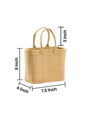 Raffia Mini Handbag, 7.5" Long, 4" Wide & 6" Tall