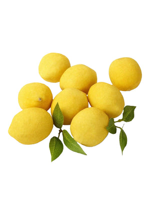 Serene Spaces Living Decorative Faux Lemons with Leaves for Display,Set of 8/ 48