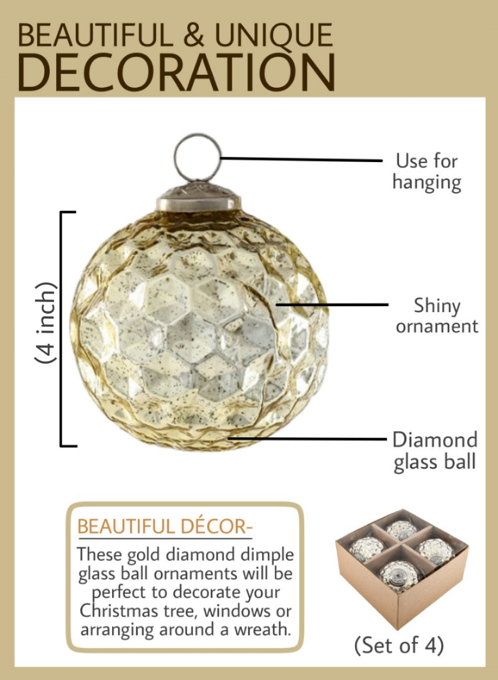 Dimple Glass Ball Ornaments, in 3 Colors