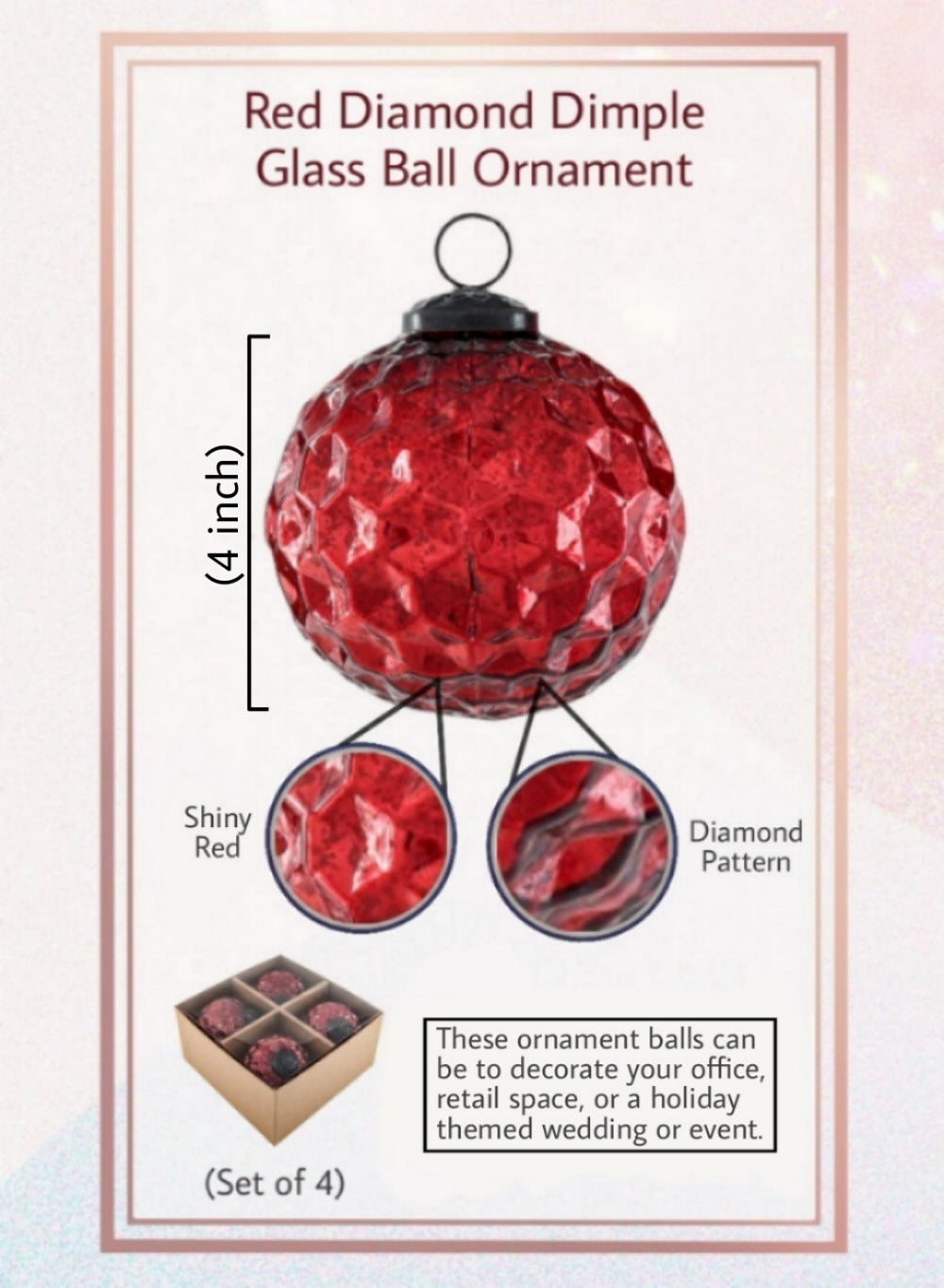 Dimple Glass Ball Ornaments, in 3 Colors