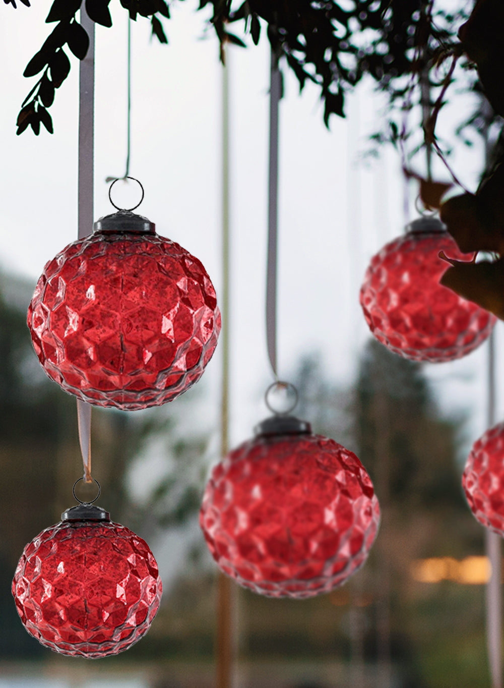 Dimple Glass Ball Ornaments, in 3 Colors