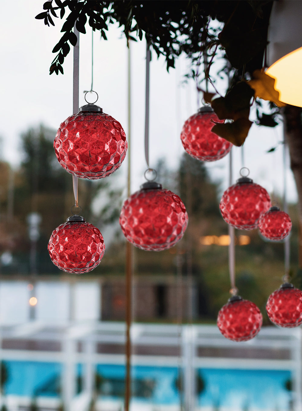 Dimple Glass Ball Ornaments, in 3 Colors